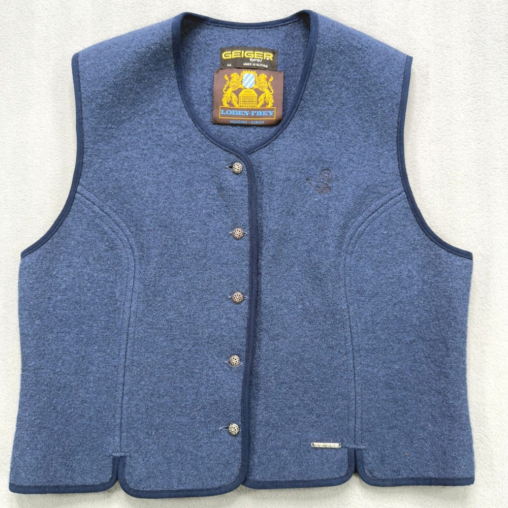 Vtg 80s Geiger Boiled Wool Vest Size 44 Cabincore Old Money Heritage Austria